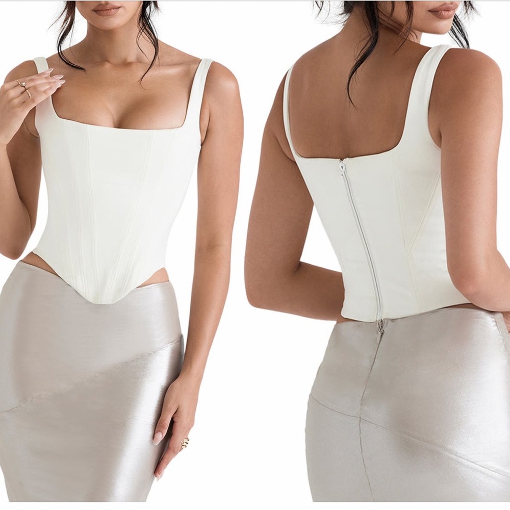House of cb white corset top size small
